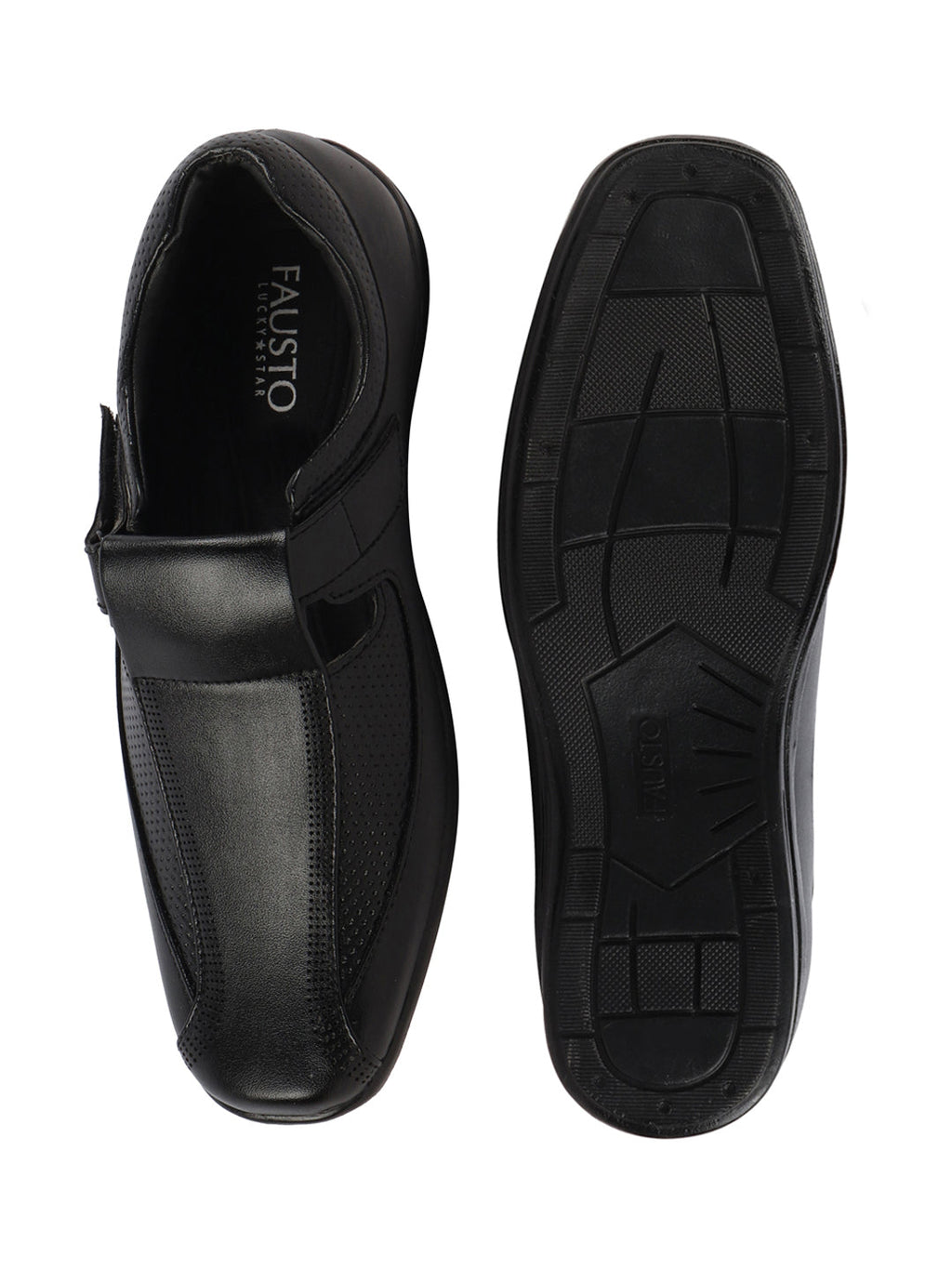 Shop Men Black Shoes Style Casual Slip On Adjustable Strap Velcro Sandal For All Day Comfort Online.