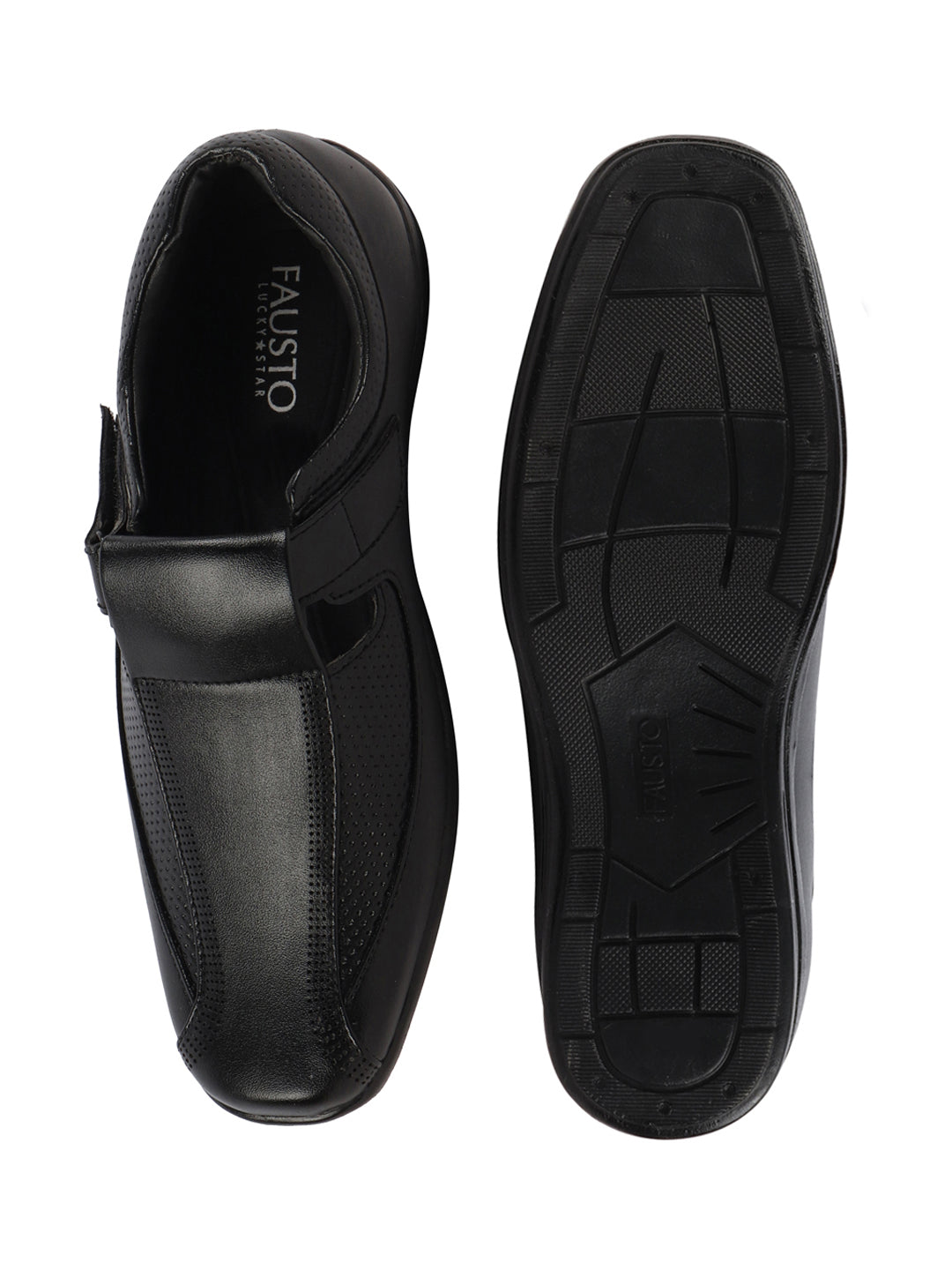 Shop Men Black Shoes Style Casual Slip On Adjustable Strap Velcro Sandal For All Day Comfort Online.