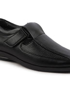 Shop Men Black Shoes Style Casual Slip On Adjustable Strap Velcro Sandal For All Day Comfort Online.