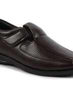 Shop Men Brown Shoes Style Casual Slip On Adjustable Strap Velcro Sandal For All Day Comfort Online.