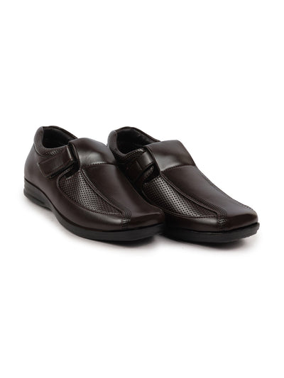 Shop Men Brown Shoes Style Casual Slip On Adjustable Strap Velcro Sandal For All Day Comfort Online.