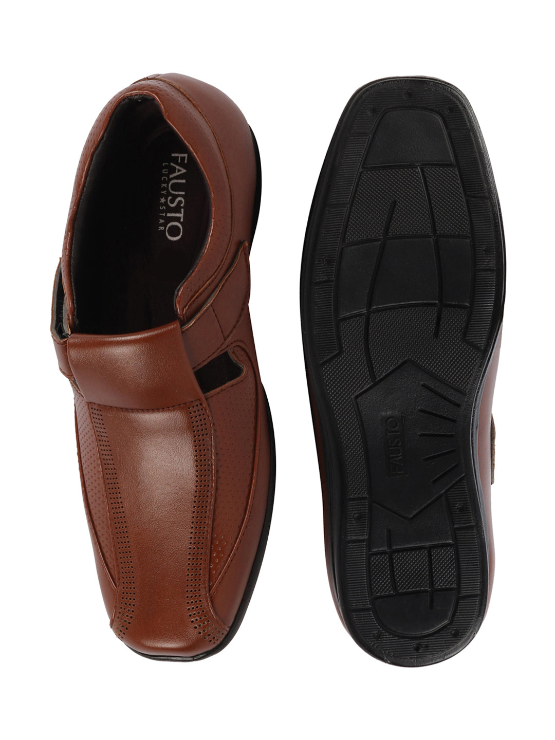 Shop Men Tan Shoes Style Casual Slip On Adjustable Strap Velcro Sandal For All Day Comfort Online.