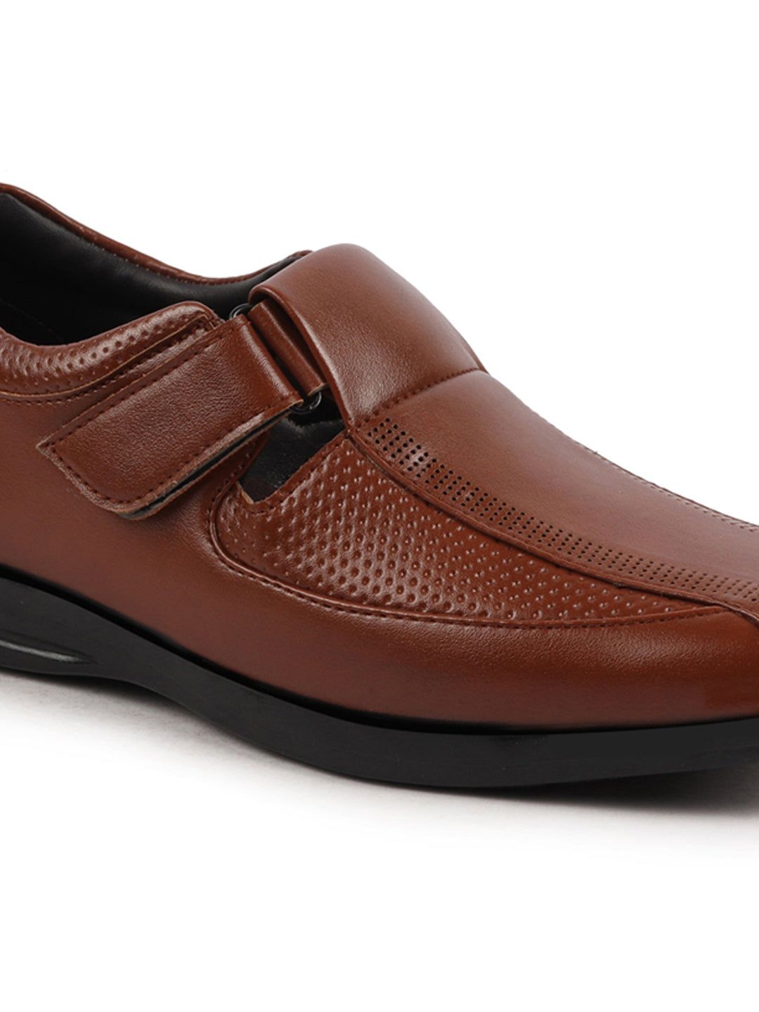 Shop Men Tan Shoes Style Casual Slip On Adjustable Strap Velcro Sandal For All Day Comfort Online.