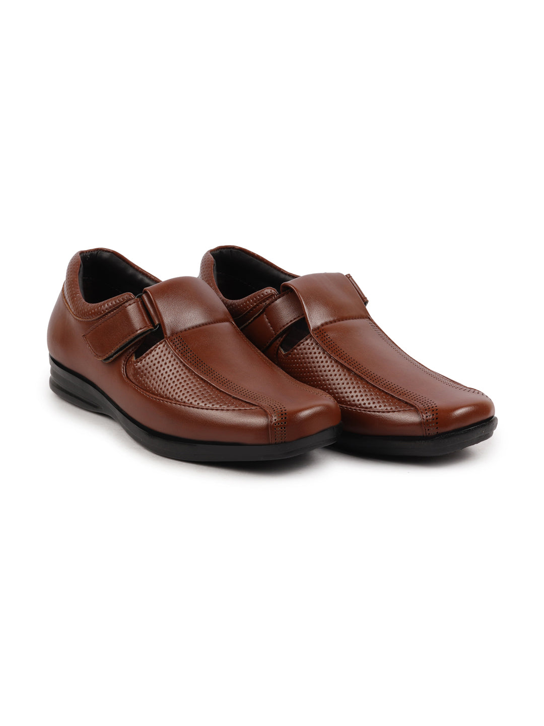Shop Men Tan Shoes Style Casual Slip On Adjustable Strap Velcro Sandal For All Day Comfort Online.