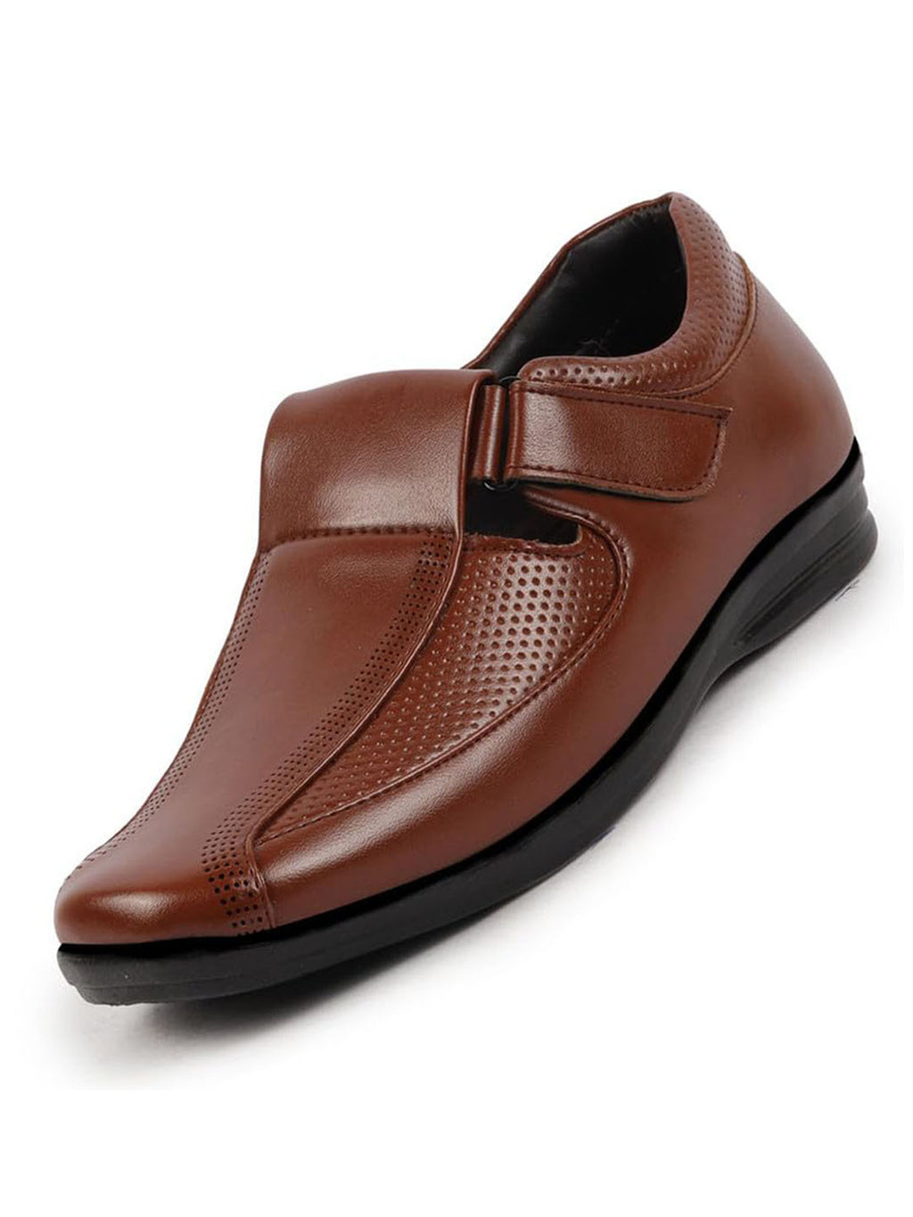 Shop Men Tan Shoes Style Casual Slip On Adjustable Strap Velcro Sandal For All Day Comfort Online.