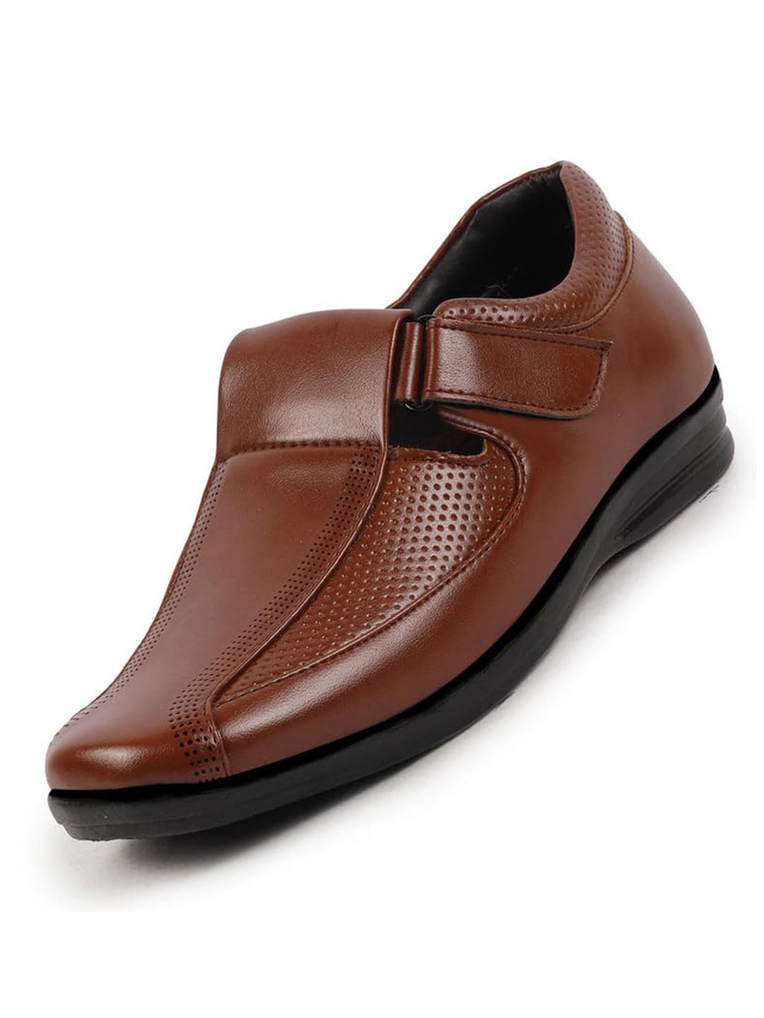 Shop Men Tan Shoes Style Casual Slip On Adjustable Strap Velcro Sandal For All Day Comfort Online.