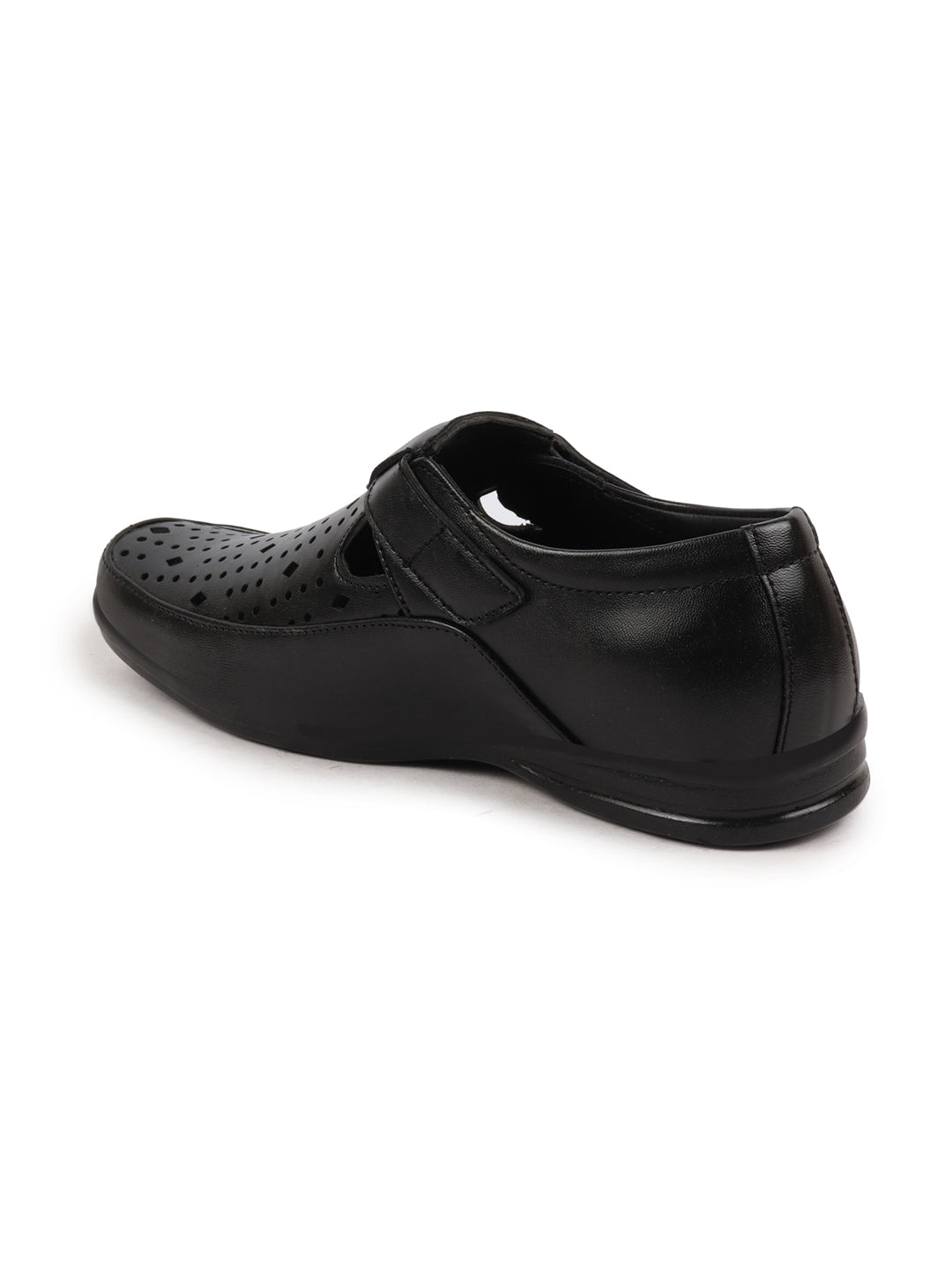 Shop Men Black Breathable Laser Cut Shoes Style Casual Slip On Sandal For All Day Comfort Online.