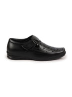 Shop Men Black Breathable Laser Cut Shoes Style Casual Slip On Sandal For All Day Comfort Online.
