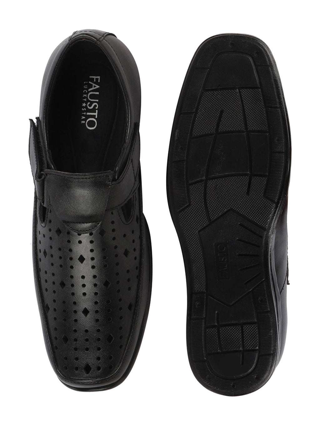 Shop Men Black Breathable Laser Cut Shoes Style Casual Slip On Sandal For All Day Comfort Online.