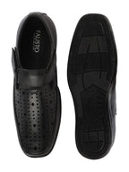 Shop Men Black Breathable Laser Cut Shoes Style Casual Slip On Sandal For All Day Comfort Online.