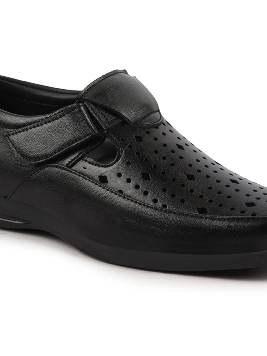 Shop Men Black Breathable Laser Cut Shoes Style Casual Slip On Sandal For All Day Comfort Online.
