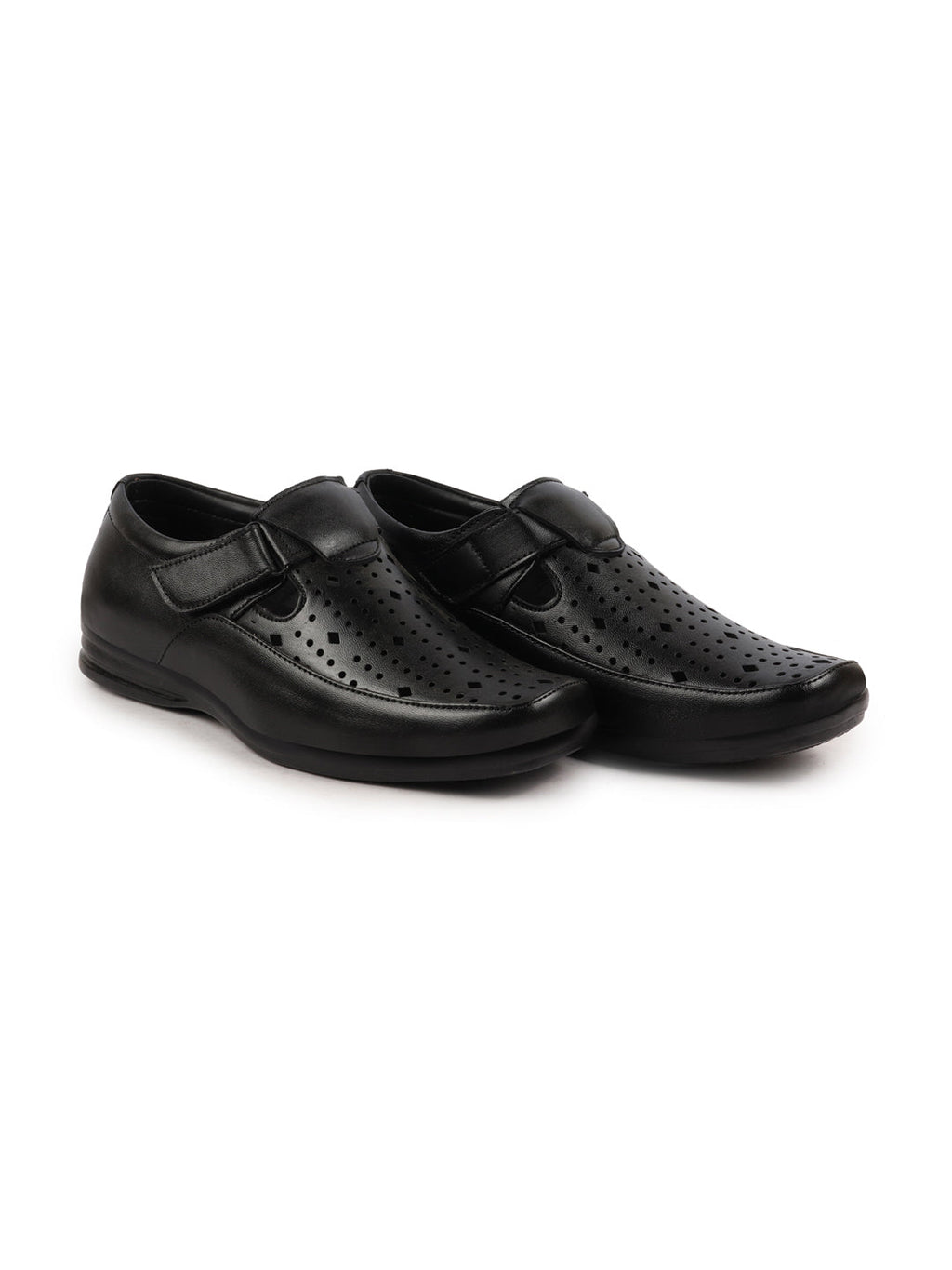 Shop Men Black Breathable Laser Cut Shoes Style Casual Slip On Sandal For All Day Comfort Online.