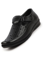 Shop Men Black Breathable Laser Cut Shoes Style Casual Slip On Sandal For All Day Comfort Online.