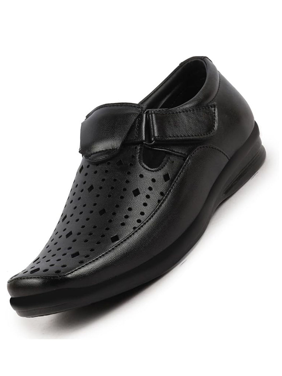 Shop Men Black Breathable Laser Cut Shoes Style Casual Slip On Sandal For All Day Comfort Online.