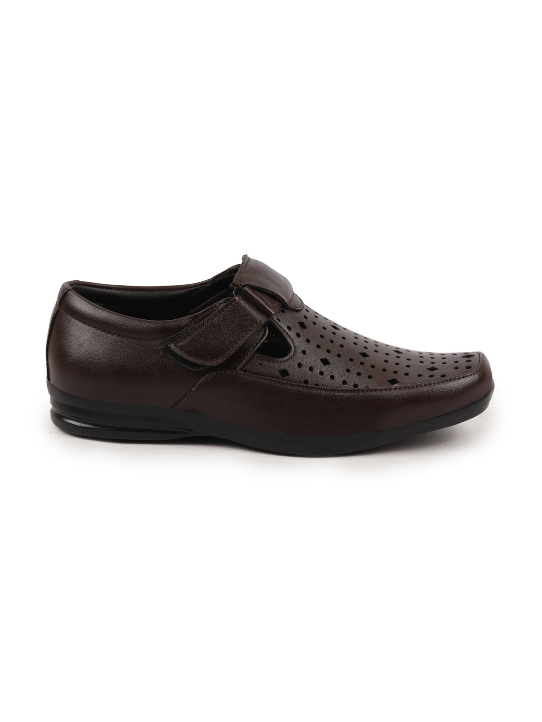 Shop Men Brown Breathable Laser Cut Shoes Style Casual Slip On Sandal For All Day Comfort Online.