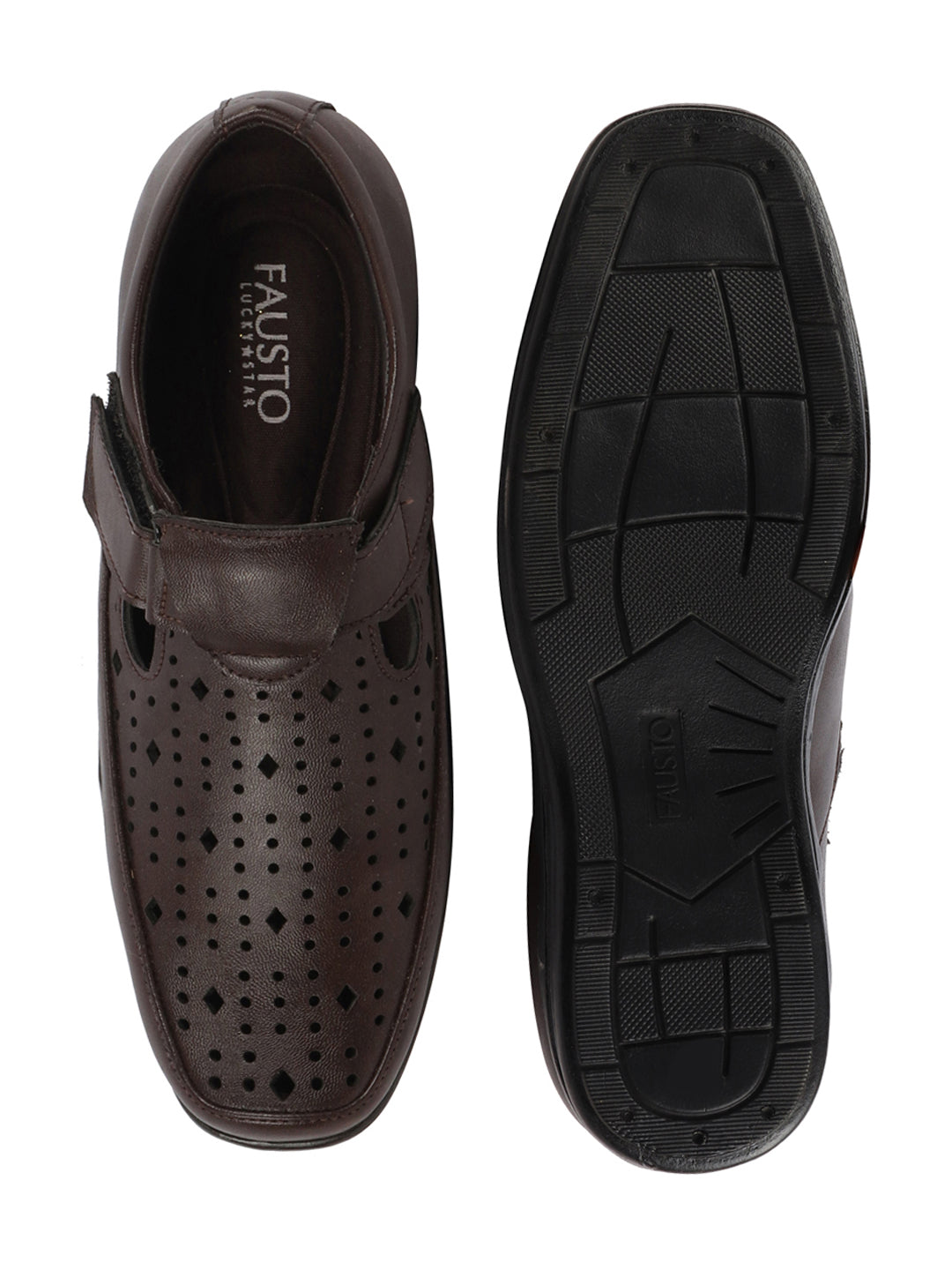 Shop Men Brown Breathable Laser Cut Shoes Style Casual Slip On Sandal For All Day Comfort Online.