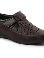 Shop Men Brown Breathable Laser Cut Shoes Style Casual Slip On Sandal For All Day Comfort Online.
