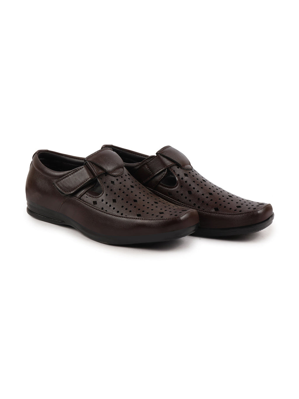 Shop Men Brown Breathable Laser Cut Shoes Style Casual Slip On Sandal For All Day Comfort Online.
