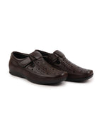 Shop Men Brown Breathable Laser Cut Shoes Style Casual Slip On Sandal For All Day Comfort Online.