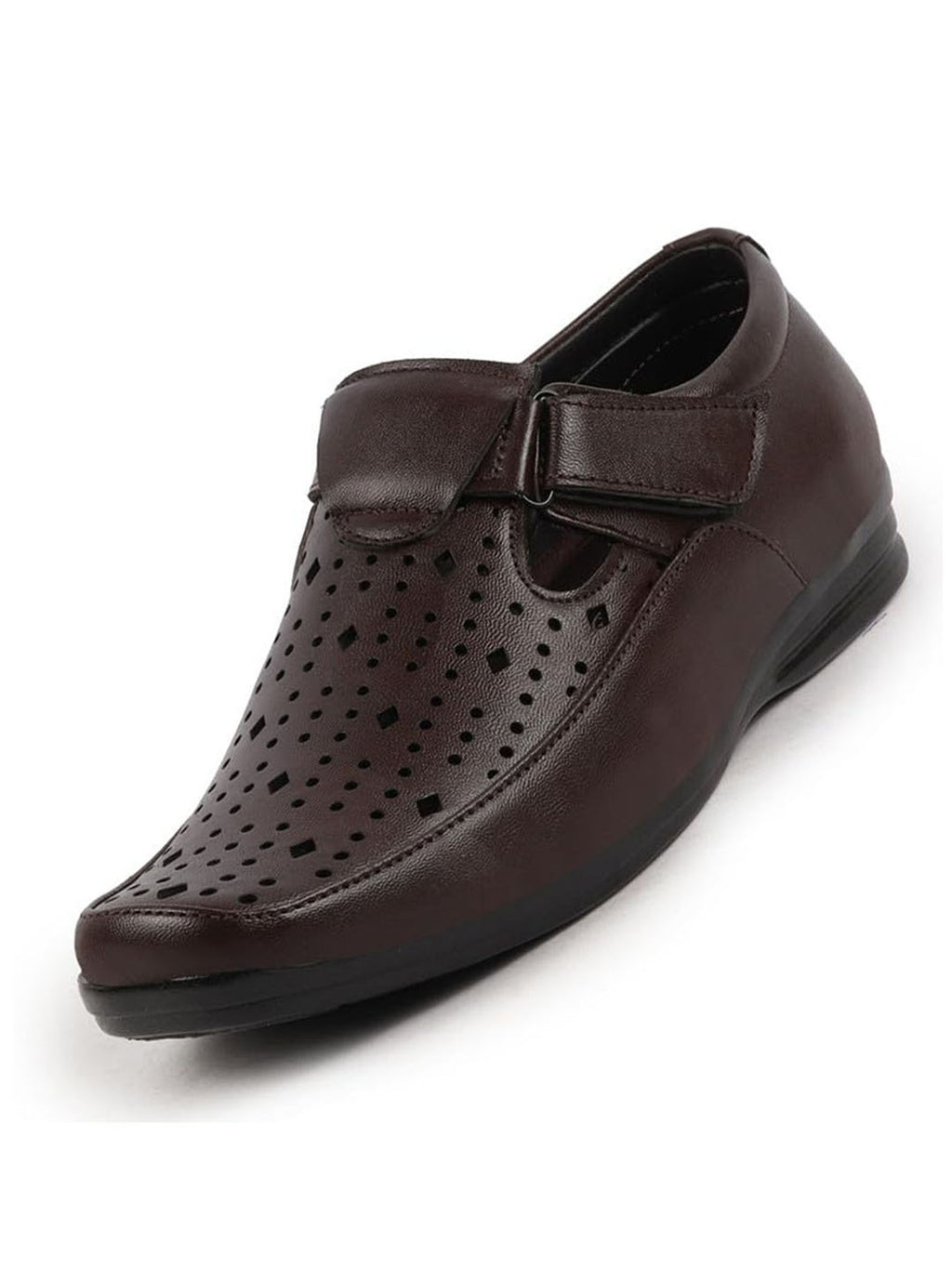 Shop Men Brown Breathable Laser Cut Shoes Style Casual Slip On Sandal For All Day Comfort Online.