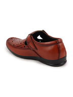 Shop Men Tan Breathable Laser Cut Shoes Style Casual Slip On Sandal For All Day Comfort Online.