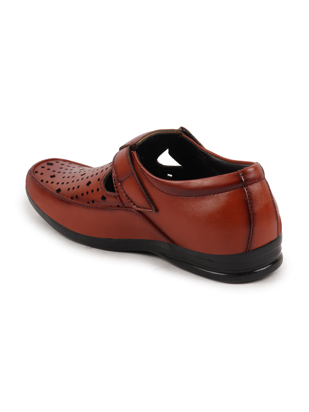 Shop Men Tan Breathable Laser Cut Shoes Style Casual Slip On Sandal For All Day Comfort Online.