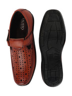 Shop Men Tan Breathable Laser Cut Shoes Style Casual Slip On Sandal For All Day Comfort Online.