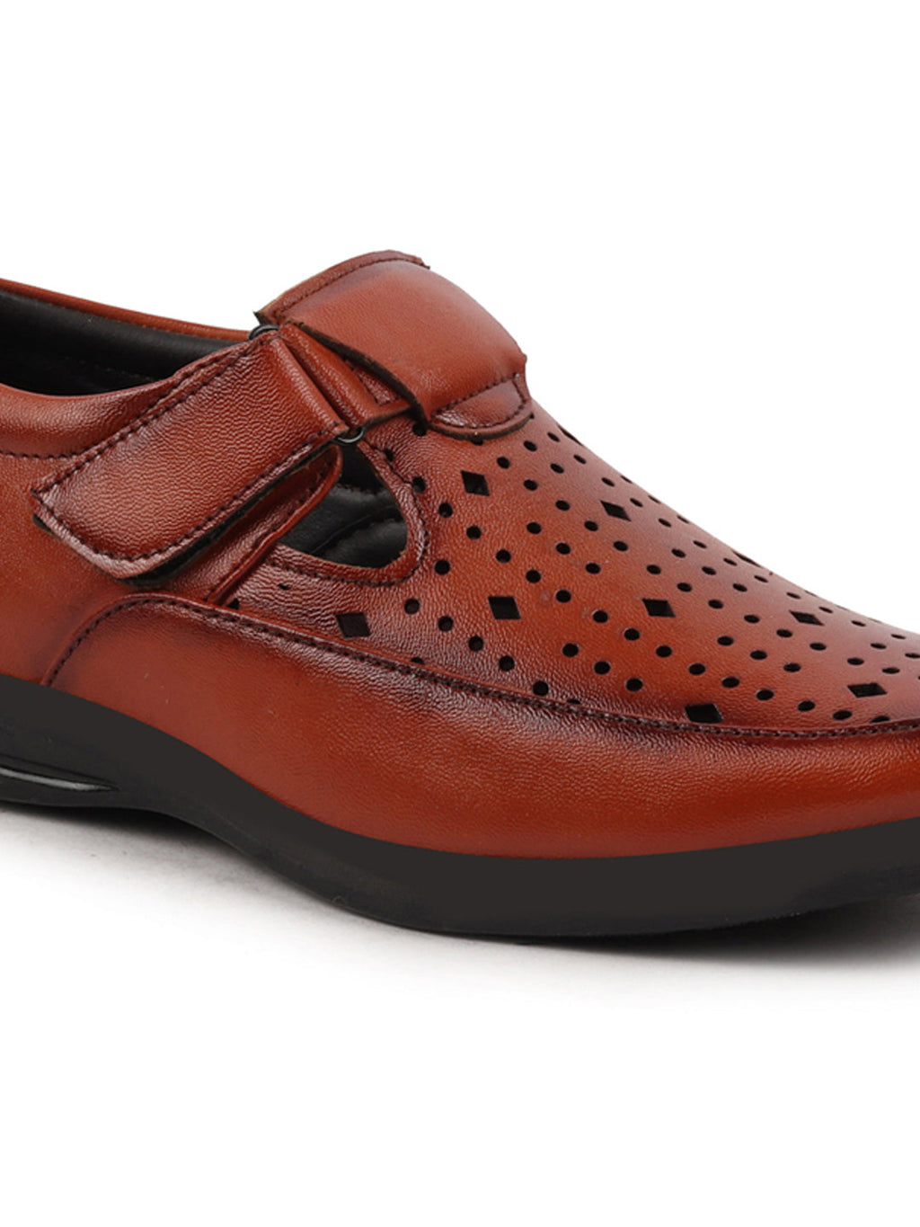 Shop Men Tan Breathable Laser Cut Shoes Style Casual Slip On Sandal For All Day Comfort Online.