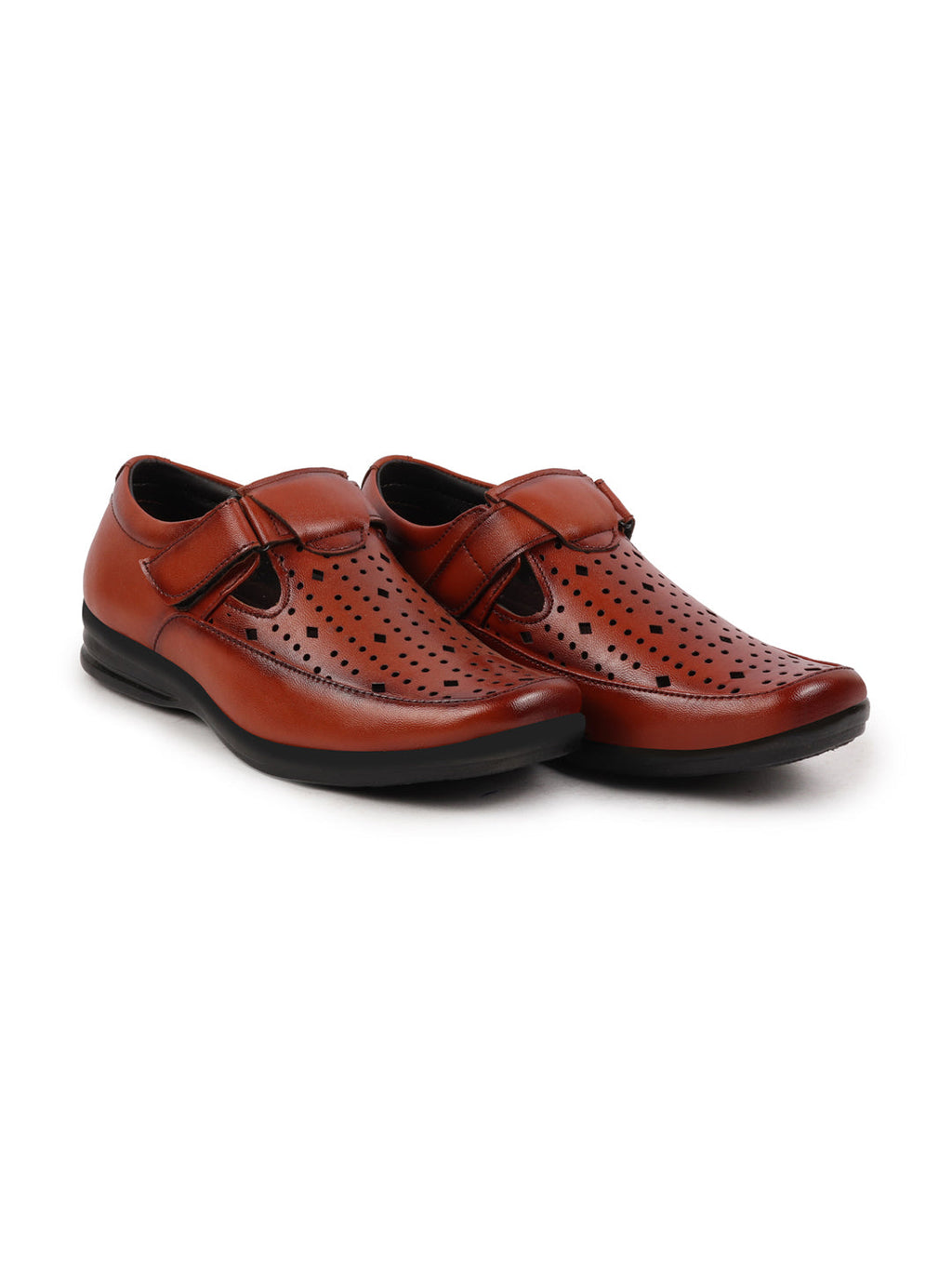 Shop Men Tan Breathable Laser Cut Shoes Style Casual Slip On Sandal For All Day Comfort Online.