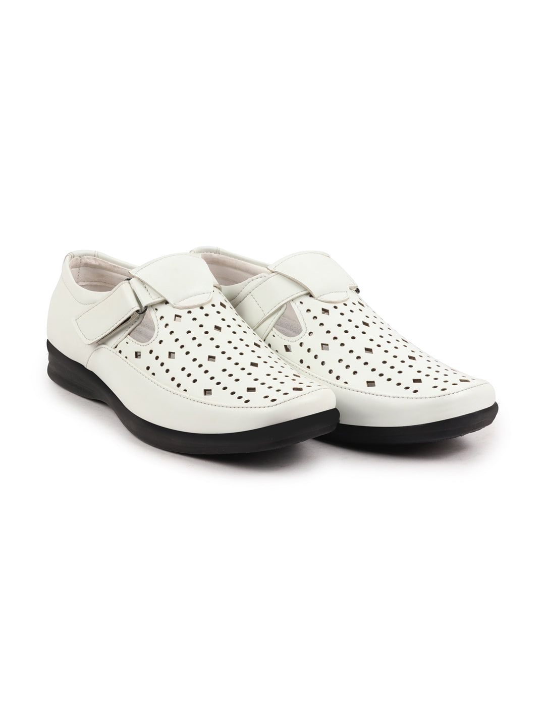 Shop Men White Breathable Laser Cut Shoes Style Casual Slip On Sandal For All Day Comfort Online.