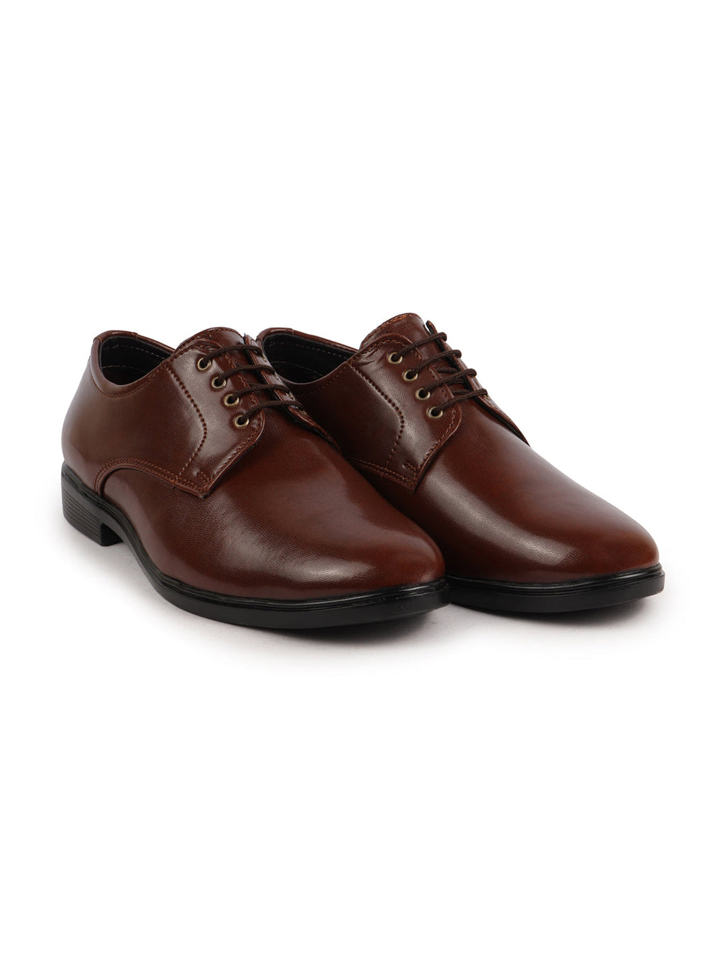 Shop Men Brown Formal Dress Lace Up Derby Shoes With Cushioned Footbed For Office|Work Online.