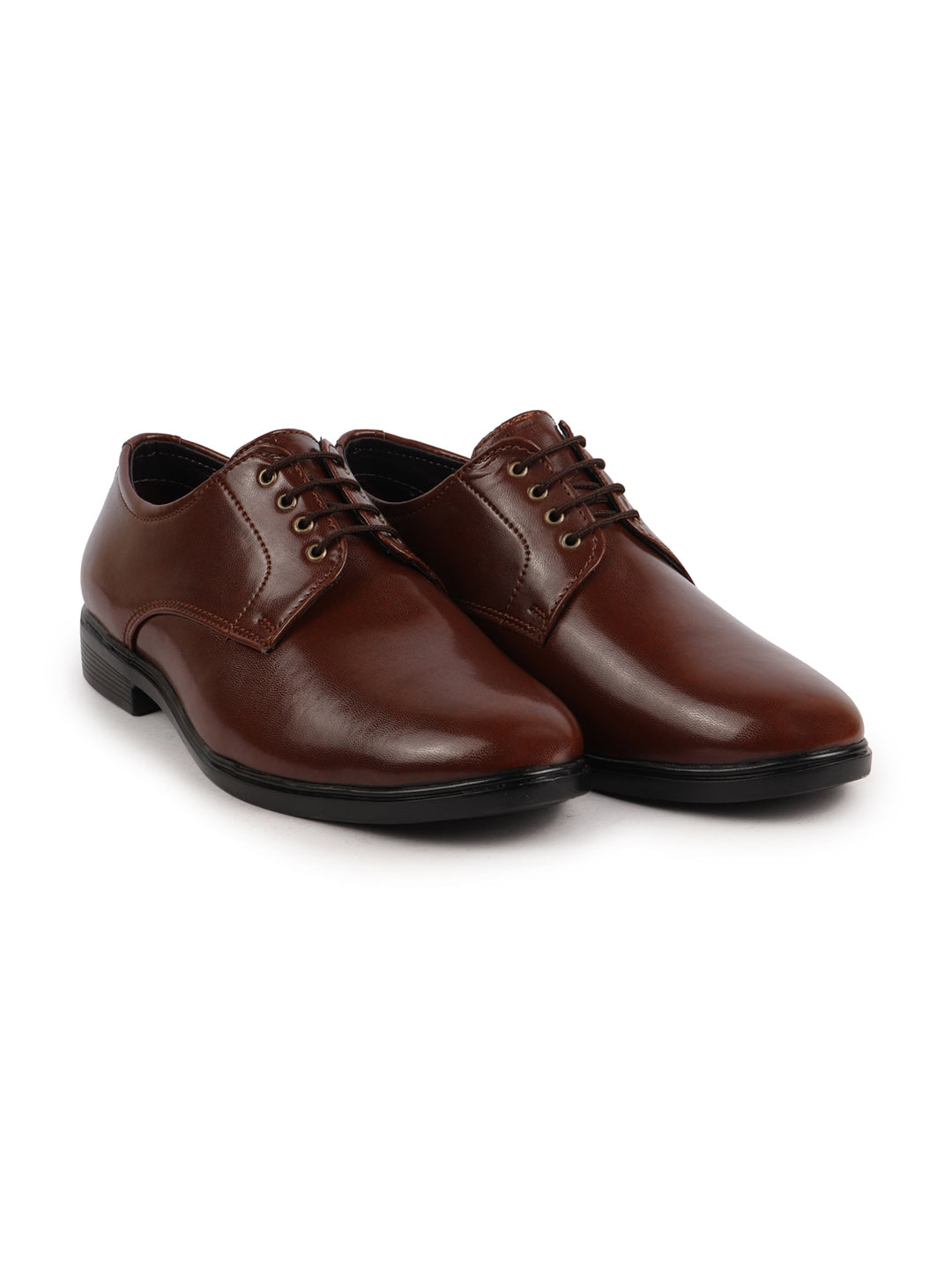 Shop Men Brown Formal Dress Lace Up Derby Shoes With Cushioned Footbed For Office|Work Online.