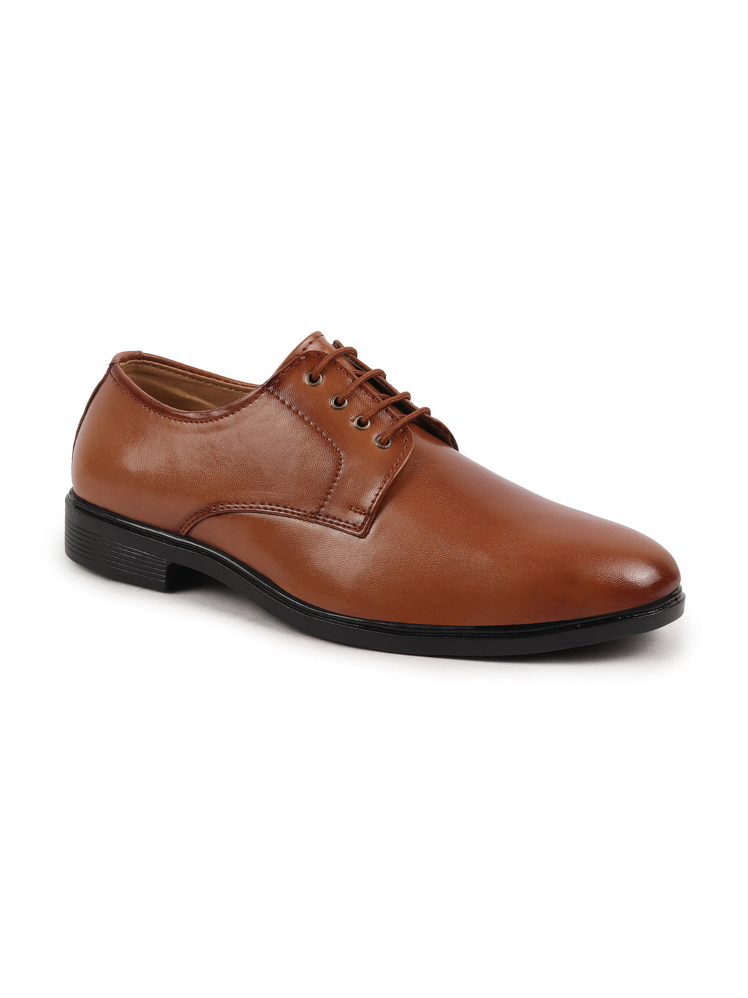 Shop Men Tan Formal Dress Lace Up Derby Shoes With Cushioned Footbed For Office|Work Online.
