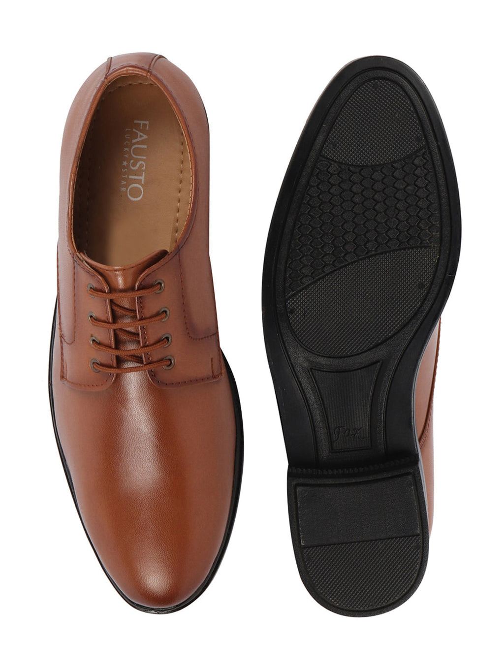 Shop Men Tan Formal Dress Lace Up Derby Shoes With Cushioned Footbed For Office|Work Online.