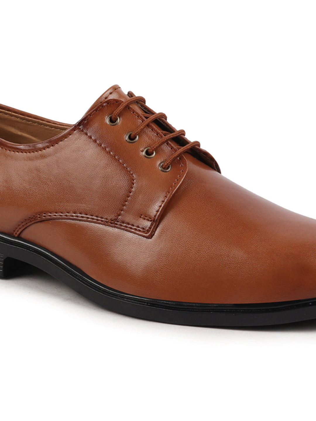 Shop Men Tan Formal Dress Lace Up Derby Shoes With Cushioned Footbed For Office|Work Online.