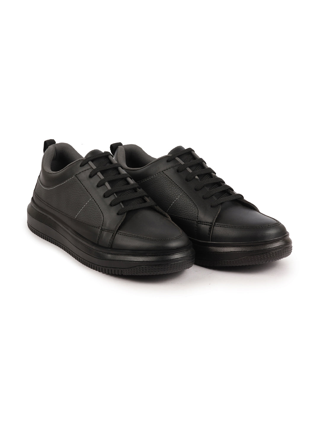 Shop Men Black Classic Chunky Lace Up Sneaker Ankle Shoes|Walking|Low Top|Casual Shoe Online.