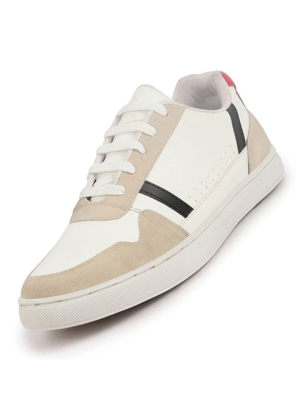 Men White Stylish Colorblocked Low Top Lace Up Breathable Sneaker Shoes|Comfort|Low Ankle|Casual Outfit Shoe