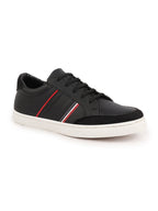 Shop Men Black Striped Lace Up Perforation Low Ankle Sneaker Shoes|Memory Cushion|Classic Shoe|Low Top Online.