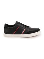 Shop Men Black Striped Lace Up Perforation Low Ankle Sneaker Shoes|Memory Cushion|Classic Shoe|Low Top Online.