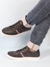 Shop Men Black Striped Lace Up Perforation Low Ankle Sneaker Shoes|Memory Cushion|Classic Shoe|Low Top Online.