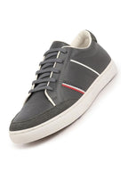 Men Grey Striped Lace Up Perforation Low Ankle Sneaker Shoes|Memory Cushion|Classic Shoe|Low Top