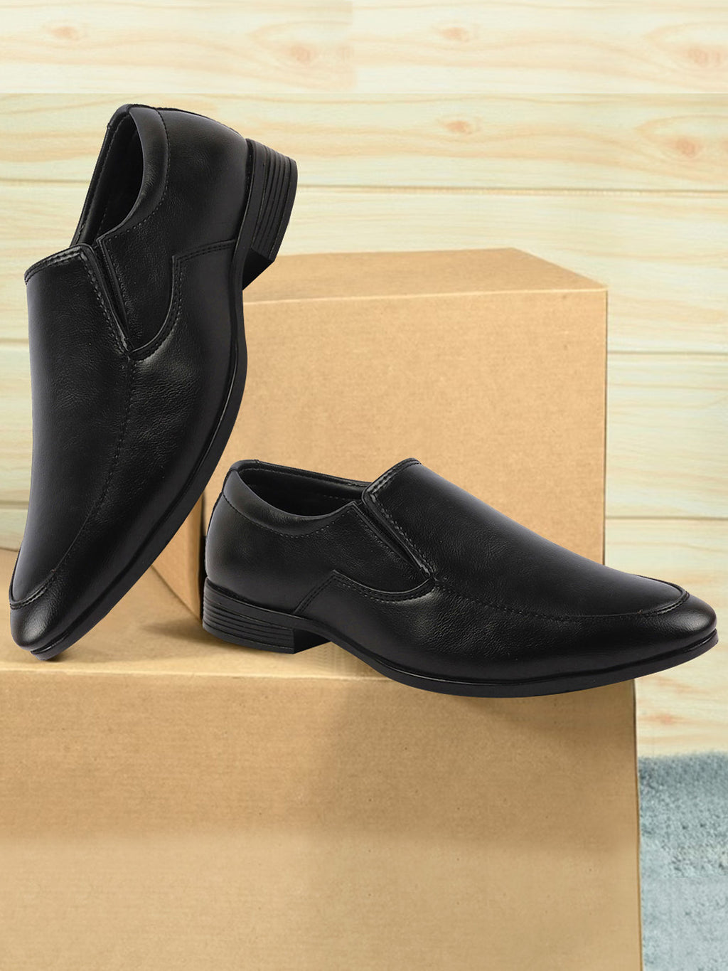 Men Black Formal Office Meeting Slip On Shoes