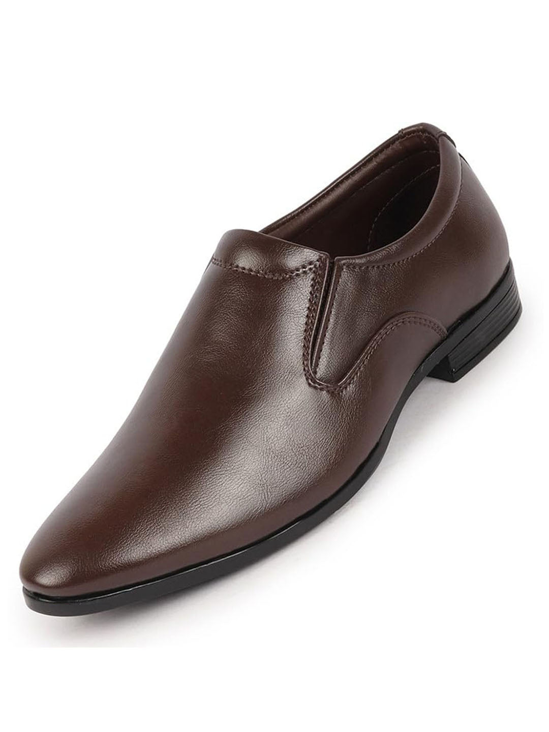men brown formal office meeting slip on shoes