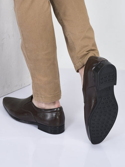 men brown formal office meeting slip on shoes