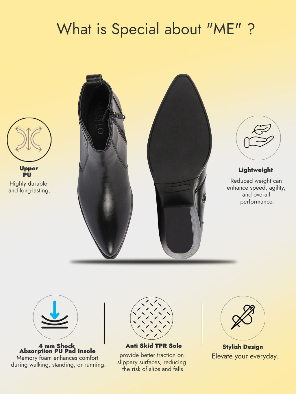 Shop Women Black Mid Top Side Zipper Slip On Flared Heel Pointed Toe Chelsea Boots Online.