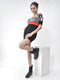 Women Black Mid Top Socks Collar Broad Feet Slip On Wedge Heel Chelsea Boots