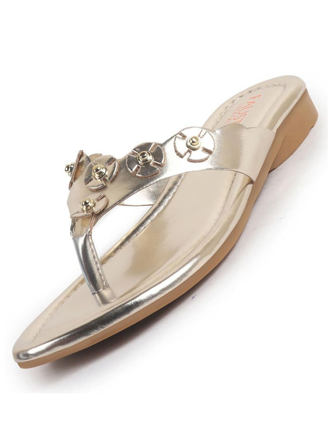Women Golden Glossy Platform Slip On Ethnic Slipper|Sandals for Party|Festival|Wedding