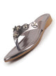 Women Gun Metal Glossy Platform Slip On Ethnic Slipper|Sandals for Party|Festival|Wedding