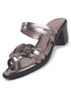 Women Gun Metal Shiny Open Toe Multi Strap Block Heel Party Slip On Sandals|Ethnic Slippers For Lehenga Sharara|Festive|Wedding