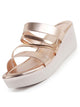 Women Rose Glossy Open Toe Multi Strap Wedge Heel Wedding Ethnic Sandals|Slippers for Party|Festive|Height Enhancer Sandal